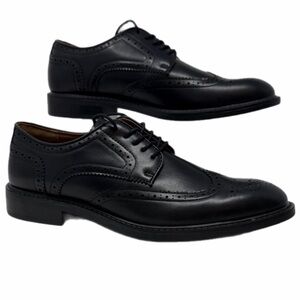 George Memory Foam Black Leather Oxford Brogue Men's Shoes Career Size 10